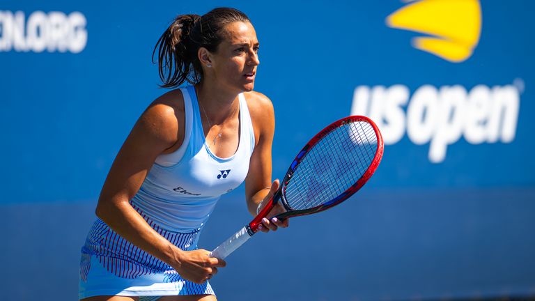 Caroline Garcia of France during practice ahead of the US Open at USTA Billie Jean King National Tennis Center on August 22, 2024 in New York City (Photo by Robert Prange/Getty Images)